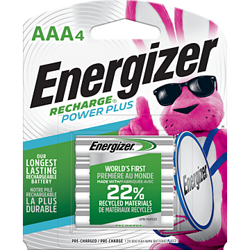 Energizer Rechargeable AAA Batteries, 4 Pack