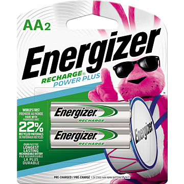 Energizer Rechargeable AA Batteries, 2 Pack