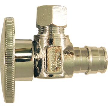 Apollo Retail 1/2 In. Barb x 3/8 In. Compression Chrome-Plated Brass Angle PEX-A Stop Valve