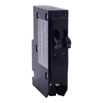 Square D Tandem mini circuit breaker, QO, 2 x 1 pole at 15A, 120/240VAC, 10kA, plug in, consumer pack