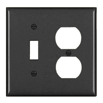 Pass & Seymour TradeMaster 2-Gang Nylon Toggle/Duplex Opening Wall Plate (Black)