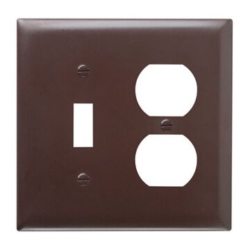 Pass & Seymour TradeMaster 2-Gang Nylon Toggle/Duplex Opening Wall Plate (Brown)