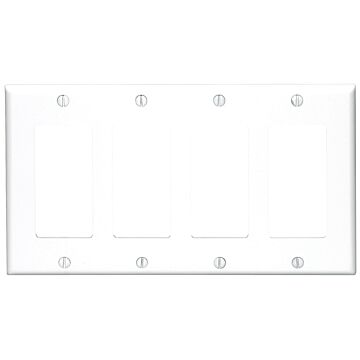 Pass & Seymour TradeMaster 4-Gang Nylon 4 Decorator Opening Wall Plate (White)