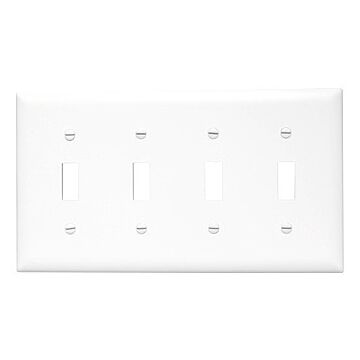 Pass & Seymour TradeMaster 4-Gang Nylon 4-Toggle Opening Wall Plate (White)