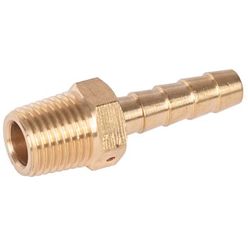 CropCare 1/4" Male NPT x 1/4" Hose Barb Fitting with Breather Hole, Brass