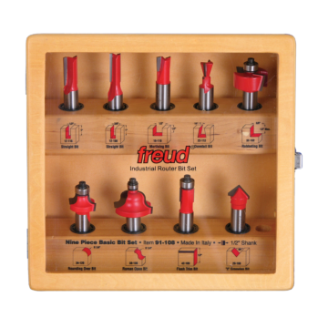 Freud Tools 9 Piece Basic Bit Set (1/2" Shank)
