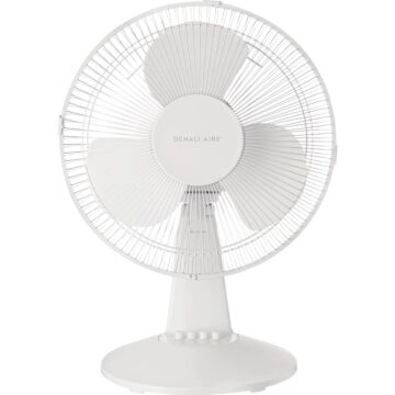 Denali Aire 3-Speed Oscillating Table Fan (White) 12 in.