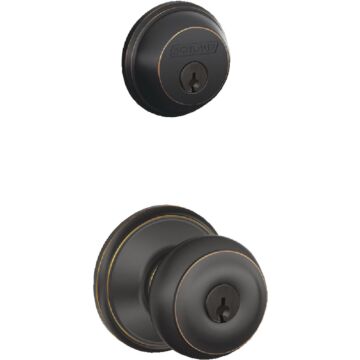 Schlage Aged Bronze Deadbolt and Door Knob Combo