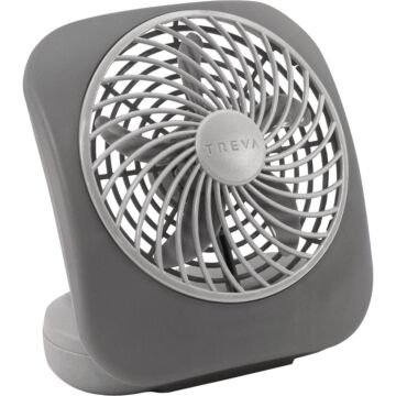 Treva 2-Speed Battery-Operated Table Fan (Gray) 5 in.