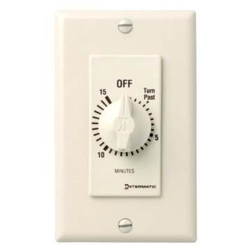 Intermatic Spring Wound Countdown Timer, Decorator Style, 125-277 VAC, 50/60 Hz, SPST, 15 Minute Max, Without Hold, Light Almond