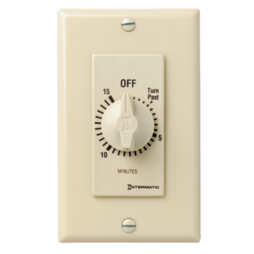 Intermatic Spring Wound Countdown Timer, Decorator Style, 125-277 VAC, 50/60 Hz, SPST, 15 Minute Max, Without Hold, Ivory
