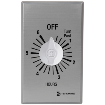 Intermatic Spring Wound Countdown Timer, Commercial, 125-277 VAC, 50/60 Hz, SPST, 6 Hour Max, Without Hold, Silver