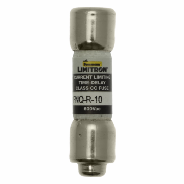 Bussmann Eaton Bussmann series FNQ-R fuse, 10 A, Class CC, Non-indicating, Ferrule end x ferrule end, 12 sec at 200%, 200 kAIC, Melamine tube, Standard, 600 V