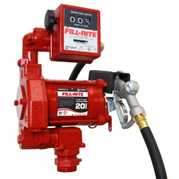 Fill-Rite Heavy Duty Fuel Transfer Pump w/ Manual Nozzle & Mechanical Meter - 20 GPM, 120V