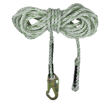 Safewaze 25' Rope Lifeline With Double Locking Snap Hooks