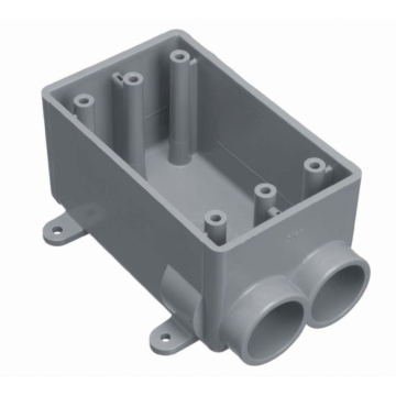 ABB Single Gang FSC Box, Volume 18 Cubic Inches, Length 4.54 Inches, Width 2.80 Inches, Depth 2.42 Inches, Conduit Size 3/4 Inch, 2 Hubs, Material PVC, Color Gray, Pack of 10