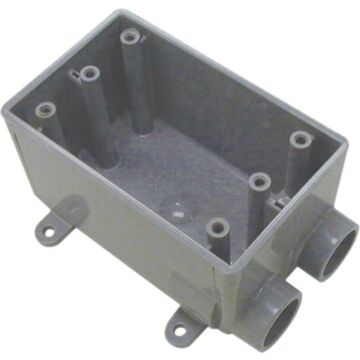 ABB Single Gang FSC Box, Volume 18 Cubic Inches, Length 4.54 Inches, Width 2.80 Inches, Depth 2.42 Inches, Conduit Size 3/4 Inch, 2 Hubs, Material PVC, Color Gray, Pack of 10