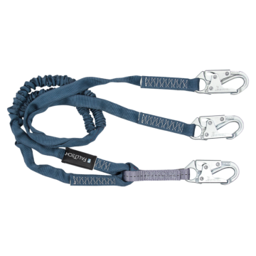 FallTech 6' Internal Energy Absorbing Lanyard, Double-leg with Steel Snap Hooks