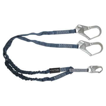 FallTech 6' Internal Energy Absorbing Lanyard, Double-leg with Steel Connectors