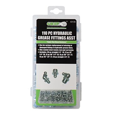 GRIP Steel Zinc Plated 110-Piece Grease Fitting Assortment