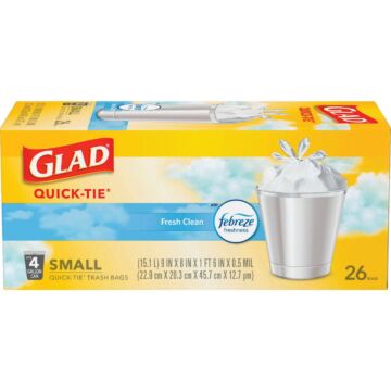 Glad Odorshield Quick-Tie Small Trash Bags (26pk) 4 gal