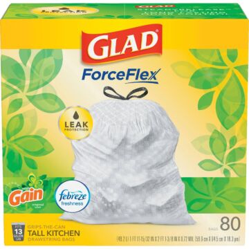 Glad Force-Flex Febreze Kitchen Trash Bag (White - 80pk) 13 gal