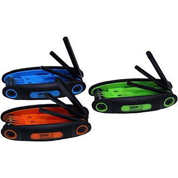 GRIP 3 Pieces T9-T40 5/64-7/32 in 1.5-8 mm Folding Hex and Torx Key Set