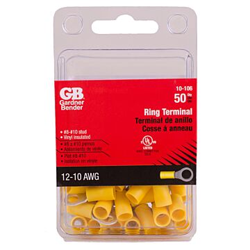 Gardner Bender #12-#10 AWG (5 mm²) Vinyl-Insulated Ring Terminals (8 to 10 Stud)