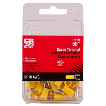 Gardner Bender #12-#10 AWG (5 mm²) Vinyl-Insulated Spade Terminals (8 to 10 Stud)