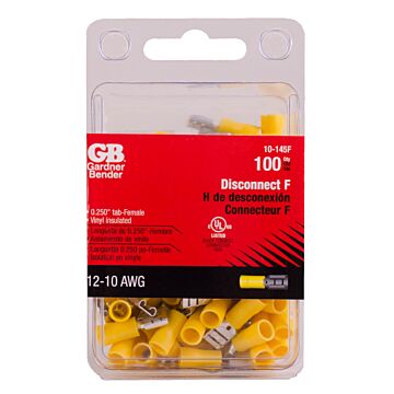 Gardner Bender #12-#10 AWG (5 mm²) Vinyl-Insulated Disconnect (0.25" Tab) - Female