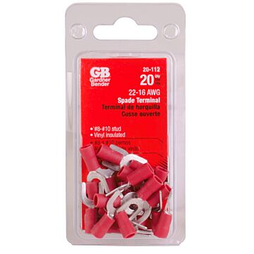 Gardner Bender #22-#18 AWG (0.8 mm²) Vinyl-Insulated Spade Terminals (8 to 10 Stud)