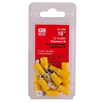 Gardner Bender #12-#10 AWG (5 mm²) Vinyl-Insulated Disconnect (0.25" Tab) - Male