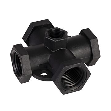 Valley Industries 1/2" Female NPT Cross with 1/4" Female NPT Gauge Port