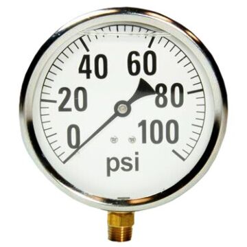 Valley Industries 4 in 0 - 100 psi 1/4 in MNPT Single Scale Pressure Gauge