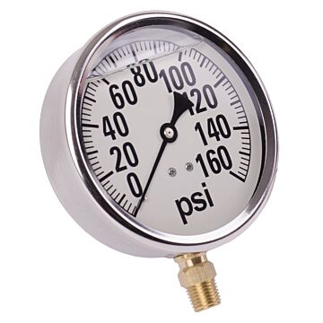Valley Industries 4 in 0 - 160 psi 1/4 in MNPT Single Scale Pressure Gauge