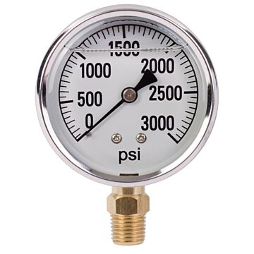 Valley Industries 2-1/2 in 0 - 3000 psi 1/4 in MNPT Single Scale Pressure Gauge