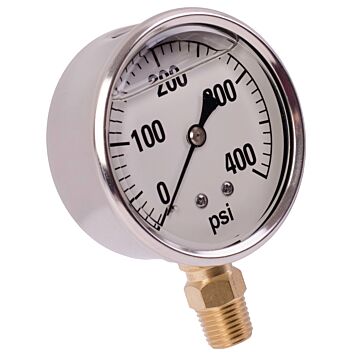 Valley Industries 2-1/2 in 0 - 400 psi 1/4 in MNPT Single Scale Pressure Gauge