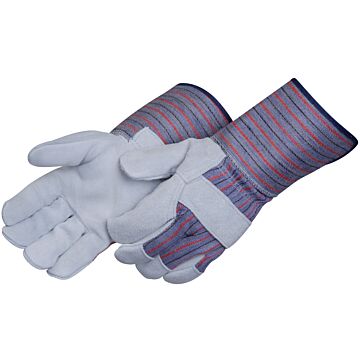 Liberty Safety Cowhide Leather Blue Fabric Palm Gloves