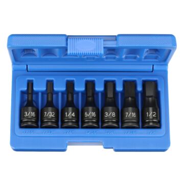 Grey Pneumatic Impact Ready 3/8 in Drive Standard Hex Bit Socket Set