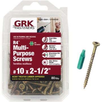 GRK Fasteners #10 x 2-1/2" T-25 Star Drive, Multi-Purpose Screw, Climatek Coating (Bulk Box 80 pc)