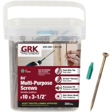 GRK Fasteners #10 x 3-1/2" T-25 Star Drive, Multi-Purpose Screw, Climatek Coating (Bulk Box 300 pc)