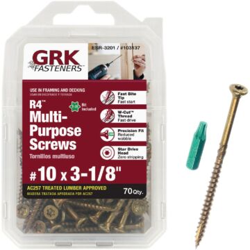 GRK Fasteners #10 x 3-1/8" T-25 Star Drive, Multi-Purpose Screw, Climatek CoatingClimatek Coating (Bulk Box 70 pc)