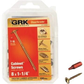 GRK Fasteners #8 x 1-1/4" Star Truss Head, Wood Screw, Climatek Coating (Bulk Box 100 pc)