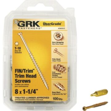 GRK Fasteners #8 x 1-1/4" Star Drive, Trim Head Screw, Climatek Coating (Bulk Box 100 pc)