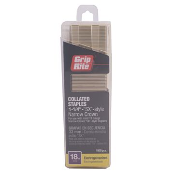 Grip-Rite 7/32 in 1-1/4 in 18 ga Narrow Crown Staple