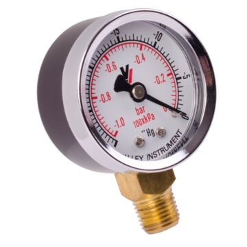 Valley Industries 2 in 0 - 30 in Vac 1/4 in MNPT Dual Scale Vacuum Gauge