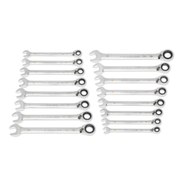 GearWrench 90-Teeth 12 Point Metric Reversible Ratcheting Wrench Set (16pc)