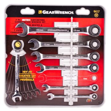 GearWrench 7 Pc. Combination Ratcheting Wrench Set Metric