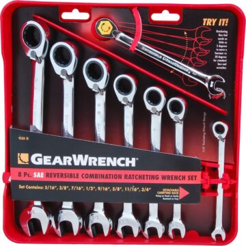 GearWrench 8 Pc. Reversible Combination Ratcheting Wrench Set SAE