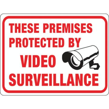 HY-KO Hy-Ko 9 x 12 Plastic Sign, These Premises Protected By Video Surveillance